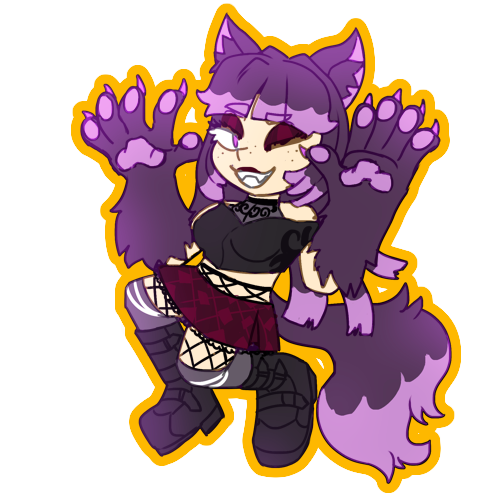 a chibi of an original character, a wolf girl who is semi transformed.
